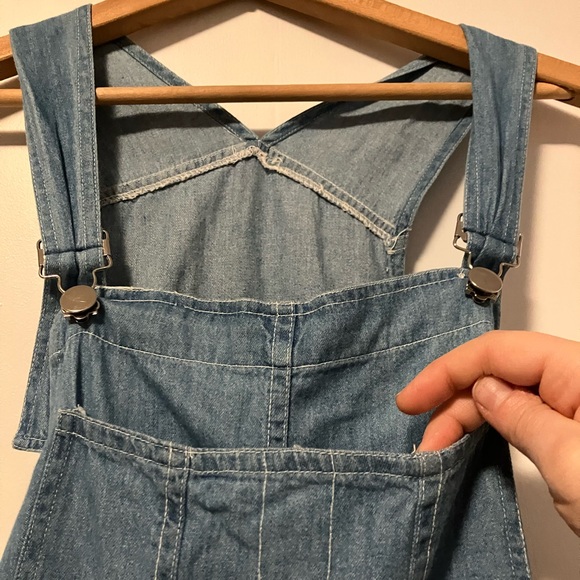 VIntage Denim and Gingham Pinafore Dress - Overall Dress - Picture 4 of 7